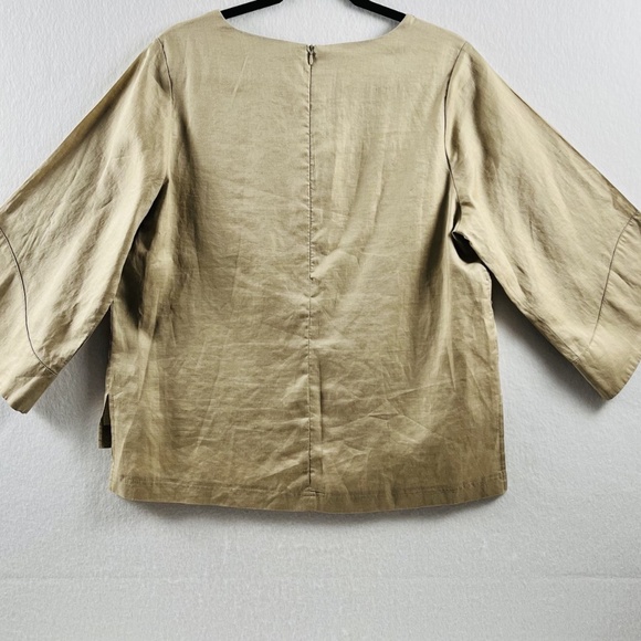 Falidal Women's Linen Beige Tunic Floral Detail Pockets Size XL Minimalist - Picture 5 of 8